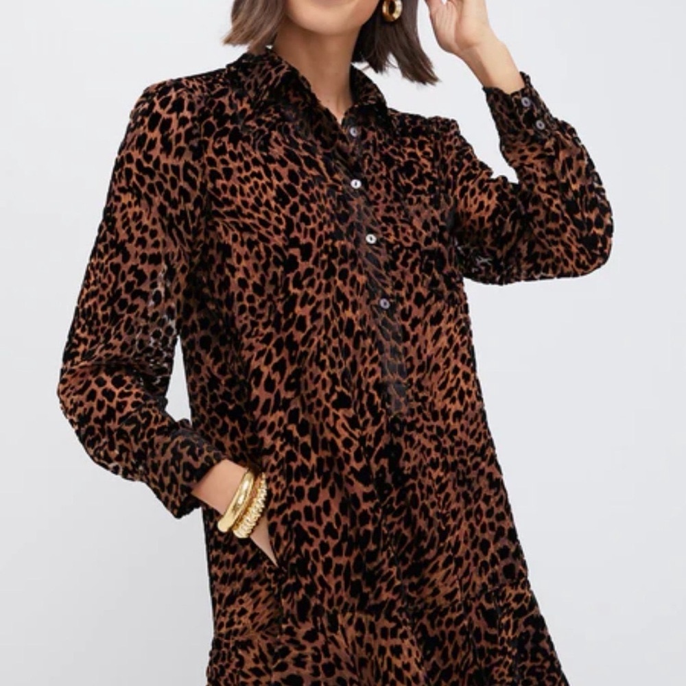 Tuckernuck Velvet Leopard Burnout Callahan Shirt Dress - Picture 4 of 4